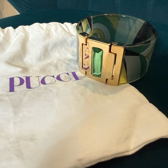 Emilio Pucci retro green and black resin cuff - Picture 7 of 14